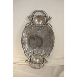 Arthur Court Double Crab Aluminum Serving Platter 1980 Coastal Decor